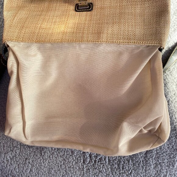 Liz Claiborne Black Tan Woven Wicker Straw Bag Shoulder Purse - Picture 13 of 15